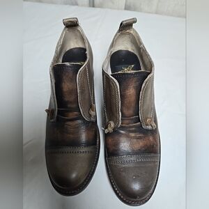 Freebird Steven Casey Brown & Gray Distressed Leather Ankle Boots Ladies 7